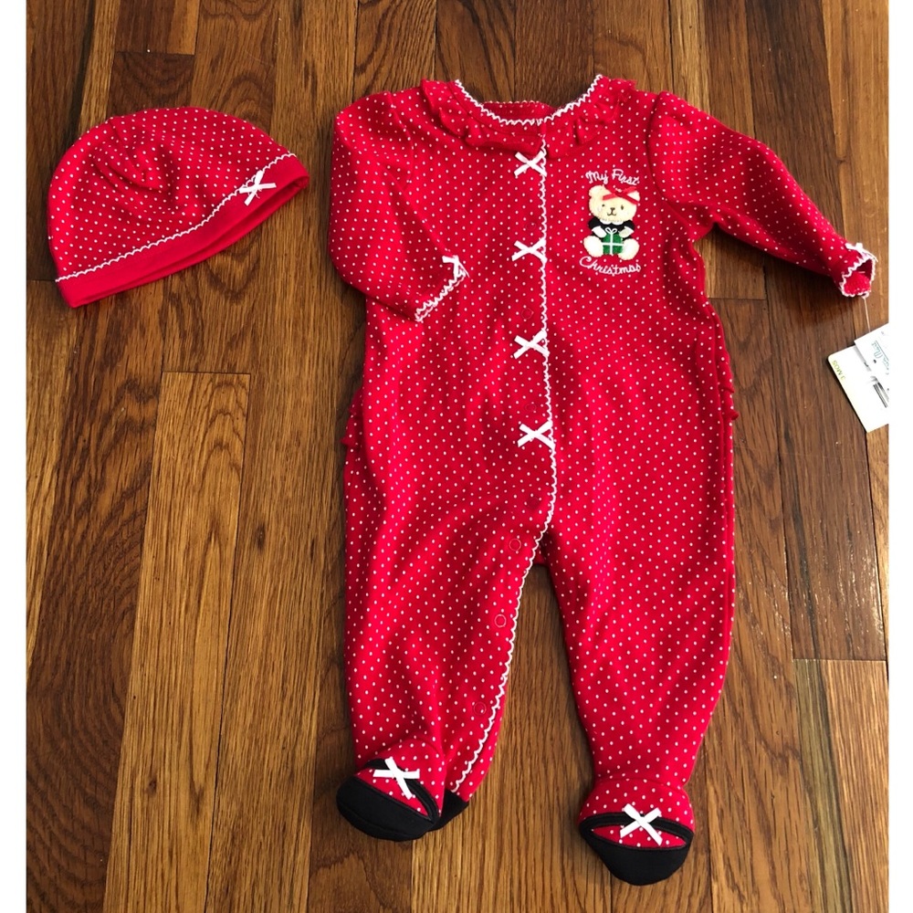 *NWT* Little Me my first Christmas footie 3m